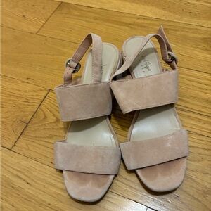 Light Pink Suede Heel Sandals - 424 Fifth Saddie
